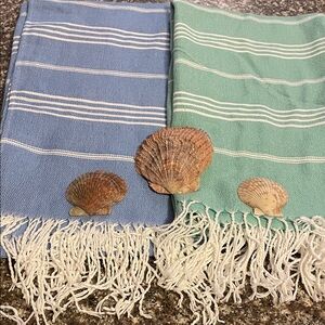 Turkish Peshtemal Beach Towel - Blue & Green